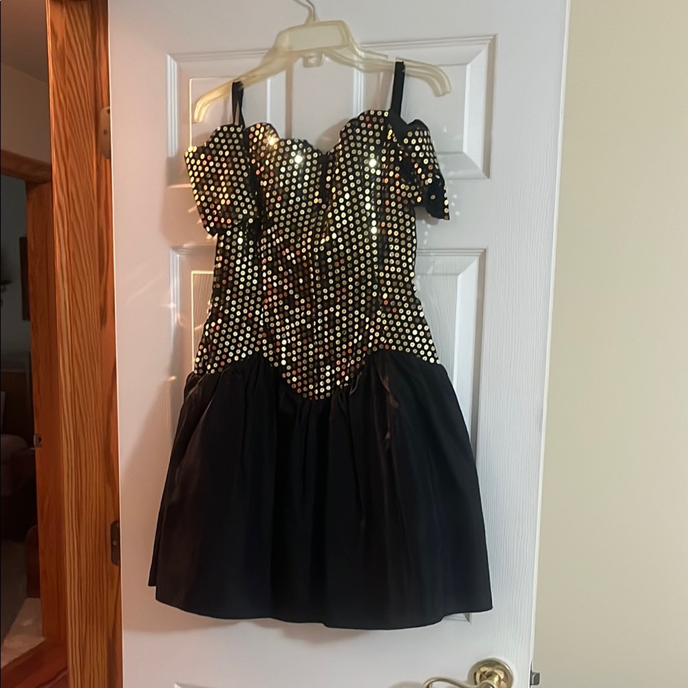 Steppin' Out Sparkling Black and Gold Mini Dress